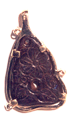 Backside of Carved-Opal Pendent with diamonds set in 14K gold